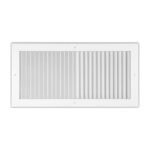 24" x 6" Steel Single Deflection Supply Grille, Vertical Blades with Multi-Shutter Damper, White